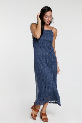 Φόρεμα midi πλεκτό τύπου δίχτυ με φόδρα εσωτερικά και ανοιχτή πλάτη. Σύνθεση: 100%POL   Μέγεθος Μοντέλου Small