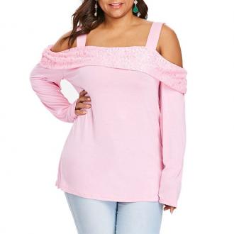 One Word Collar Off Shoulder Long Sleeve Blouse
