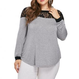 Lace Splicing Long Sleeve T Shirt