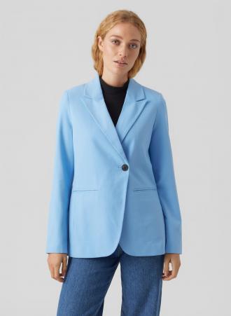 Σακάκι blazer σε ανοιξιάτικο θαλασσί χρώμα με ένα κουμπί. Συνδυάστε με το αντίστοιχο παντελόνι και δημιουργείστε εμφανίσεις σύμφωνα με τις τελευταίες τάσεις της μόδας!