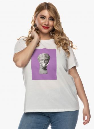 Μακρύ t-shirt σε λαυκό χρώμα με στρογγυλή λαιμόκοψη κι άνετη γραμμή. Διαθέτει ροζ τύπωμα με foil αρχαία ελληνική φιγούρα, άκρως νεανικό, ιδανικό για κάθε σας casual εμφάνιση!