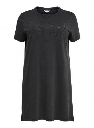 Μαύρο μακρύ t-shirt με μαύρα μεταλικά τρουκς, φτιαγμένο από 100% βαμβάκι. Άνετο και υπερστιλάτο θα αναδείξει άψογα τη πιο ροκ πλευρά σας!