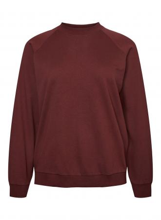 Βαμβακερή μπλούζα φούτερ σε μπορντώ χρώμα, με χαμηλό ζιβάγκο και λογότυπο 
