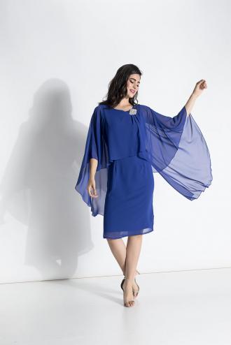 Μίντι Φόρεμα Με Layer Διαφάνεια Μπλέ ρουά