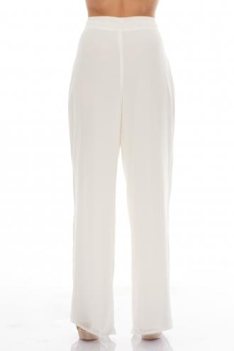  Λευκή Μουσελίνα Παντελόνα Με Ελαστική Μέση και σταθερη Μπάσκα Μπροστά για Άνεση που δε στερείται Κομψότητας. 
