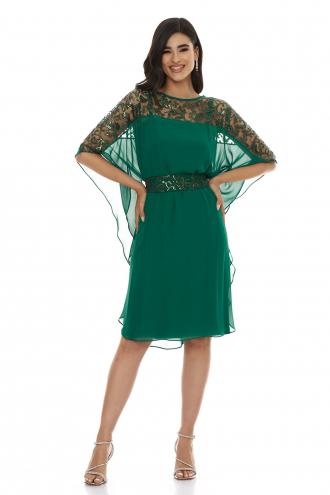 Μίντι Bat Φόρεμα Με Δαντελωτές Λεπτομέρειες Πράσινο