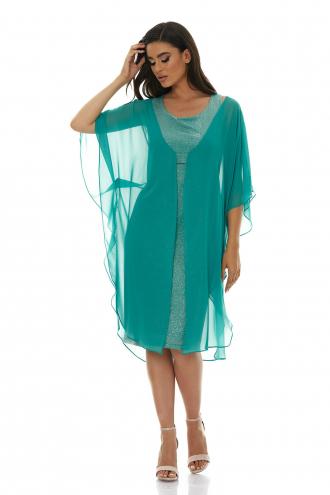 Μίντι Cape Φόρεμα Με Glitter Aqua