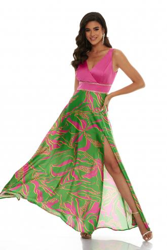 Μάξι Σατέν Φόρεμα Tropical Prints Τύπος