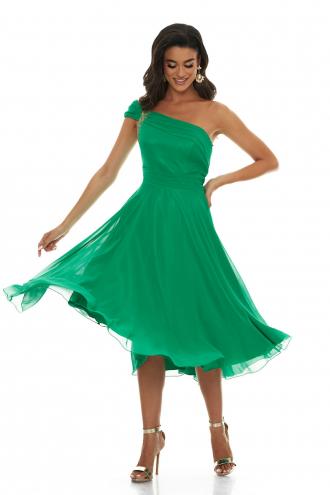 Μίντι One Shoulder Φόρεμα Με Glow Stripe Πράσινο