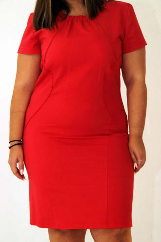 Γυναικείο ελαστικό plus size φόρεμα με καμπύλη σε κοκκινο