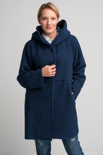 Παλτό μπουκλέ με κουκούλα και τσέπες, κλείσιμο με κουμπιά, κανονική προς άνετη εφαρμογή, εβαζέ βραμμή