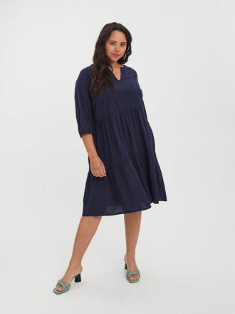 Γυναικείο φόρεμα midi με 3/4 μανίκι curve VERO MODA 10267031 ΜΠΛΕ