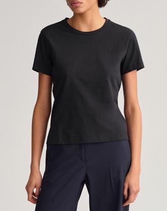 Γυναικείο T-shirt με κανονική εφαρμογή, κοντομάνικη, μονόχρωμη, με στρογγυλή λαιμόκοψη και κεντημένο λογότυπο στο στήθος. ( Σύνθεση: 100% Βαμβάκι )