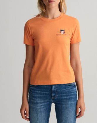 Γυναικείο T-shirt με κανονκή εφαρμογή, κοντομάνικο, μονόχρωμο, με στρογγυλή λαιμόκοψη και κεντημένο λογότυπο στο στήθος. (Σύνθεση: 100% Βαμβάκι)