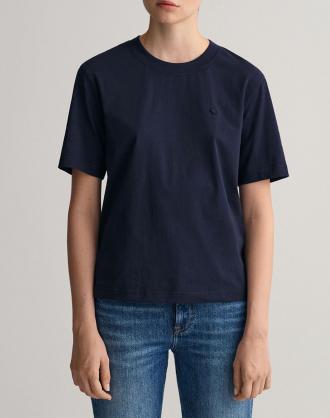 Γυναικείο T-shirt με κανονκή εφαρμογή, κοντομάνικο, μονόχρωμο και στρογγυλή λαιμόκοψη. (Σύνθεση: 100% Βαμβάκι)