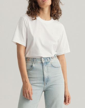 Γυναικείο T-shirt με κανονκή εφαρμογή, κοντομάνικο, μονόχρωμο και στρογγυλή λαιμόκοψη. (Σύνθεση: 100% Βαμβάκι)