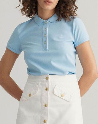 Γυναικεία μπλούζα T-Shirt polo, μονόχρωμη, κοντό μανίκι και τύπωμα το λογότυπο στο στήθος. ( Σύνθεση:96% Βαμβάκι, 4% Ελαστάν )