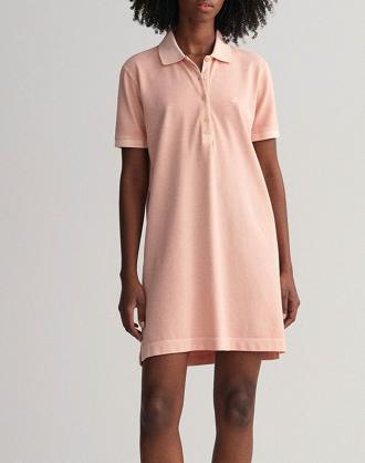 Γυναικείο mini polo φόρεμα σε ίσια γραμμή, κοντομάνικο, πατιλέτα με κουμπάκια και κέντημα λογότυπου στο στήθος. (Σύνθεση: 100% Βαμβάκι)