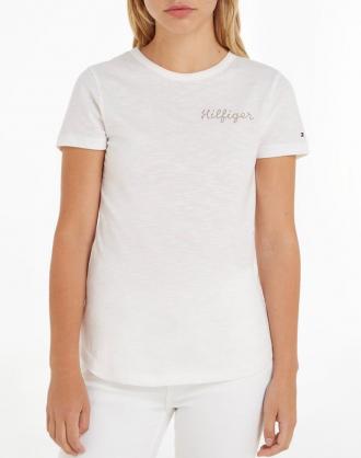Γυναικείο T-shirt με κανονική εφαρμογή, κοντομάνικο, ριγέ, με στρογγυλή λαιμόκοψη και σημαιάκι λογότυπου στο μανίκι. (Σύνθεση: 100% Οργανικό Βαμβάκι)