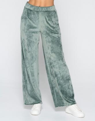 Γυναικείο βελούδινο παντελόνι φόρμας σε χαλαρή γραμμή, ψηλόμεσο, με ελαστική μέση και πλαϊνές τσέπες. (Σύνθεση: 92% Πολυεστέρας, 8% Ελαστάνη)