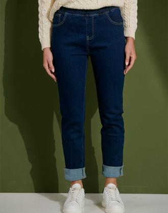 Γυναικείο ελαστικό τζιν παντελόνι σε κανονική γραμμή, πεντάτσεπο σχέδιο και λάστιχο στη μέση. (Σύνθεση: 98% Βαμβάκι, 2% Ελαστάνη)