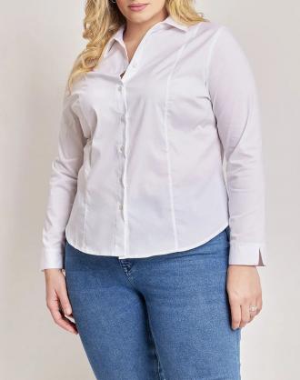 Γυναικείο πουκάμισο σε κλασσική γραμμή, μακρυμάνικο, με ύφανση ποπλίνας, κλασσικό γιακά και κλείσιμο κατά μήκος με κουμπιά. (Σύνθεση: 98% Βαμβάκι, 2% Ελαστάνη)