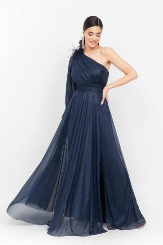 ΦΟΡΕΜΑ PLUS SIZE GLITTER ΜΟΝΟΠΛΕΥΡΟ ΜΠΛΕ ΜΠΛΕ